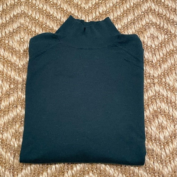 Massimo Dutti wool/silk oversized turtleneck sweater in emerald green - Picture 8 of 8